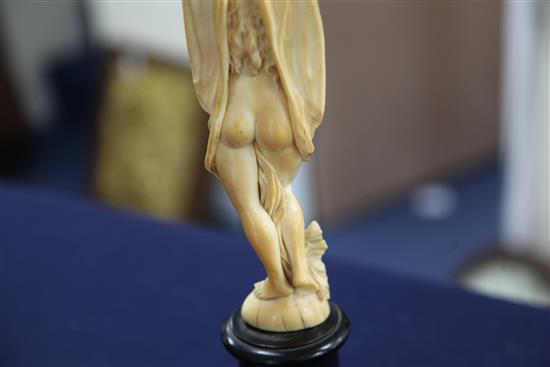 A pair of 19th century Dieppe ivory carvings of muses, Overall H. 12.25in.